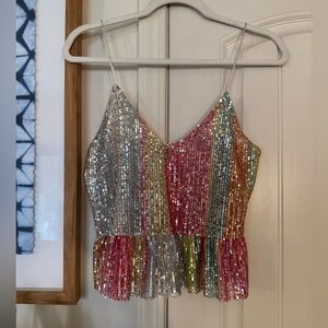 ZARA | Rainbow Sequin Tank
